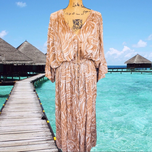 H&M Other - H&M gold tiger kaftan silky swim cover up